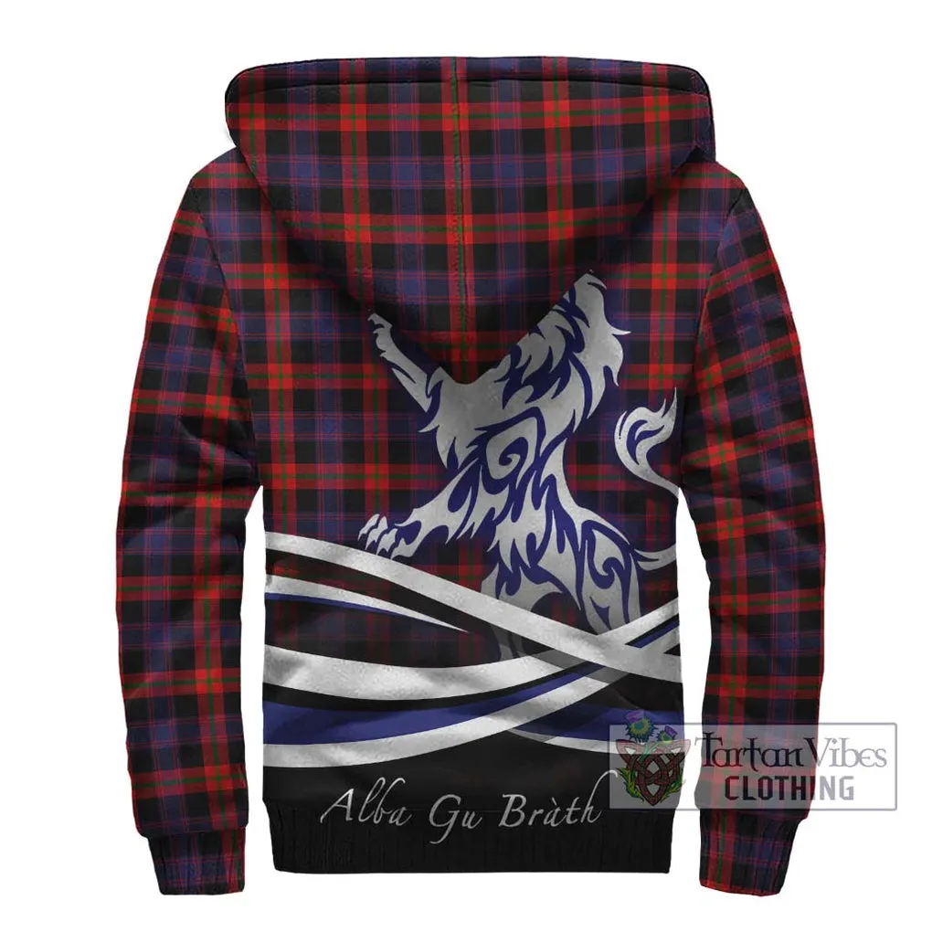 Broun Modern Tartan Sherpa Hoodie with Alba Gu Brath Regal Lion Emblem