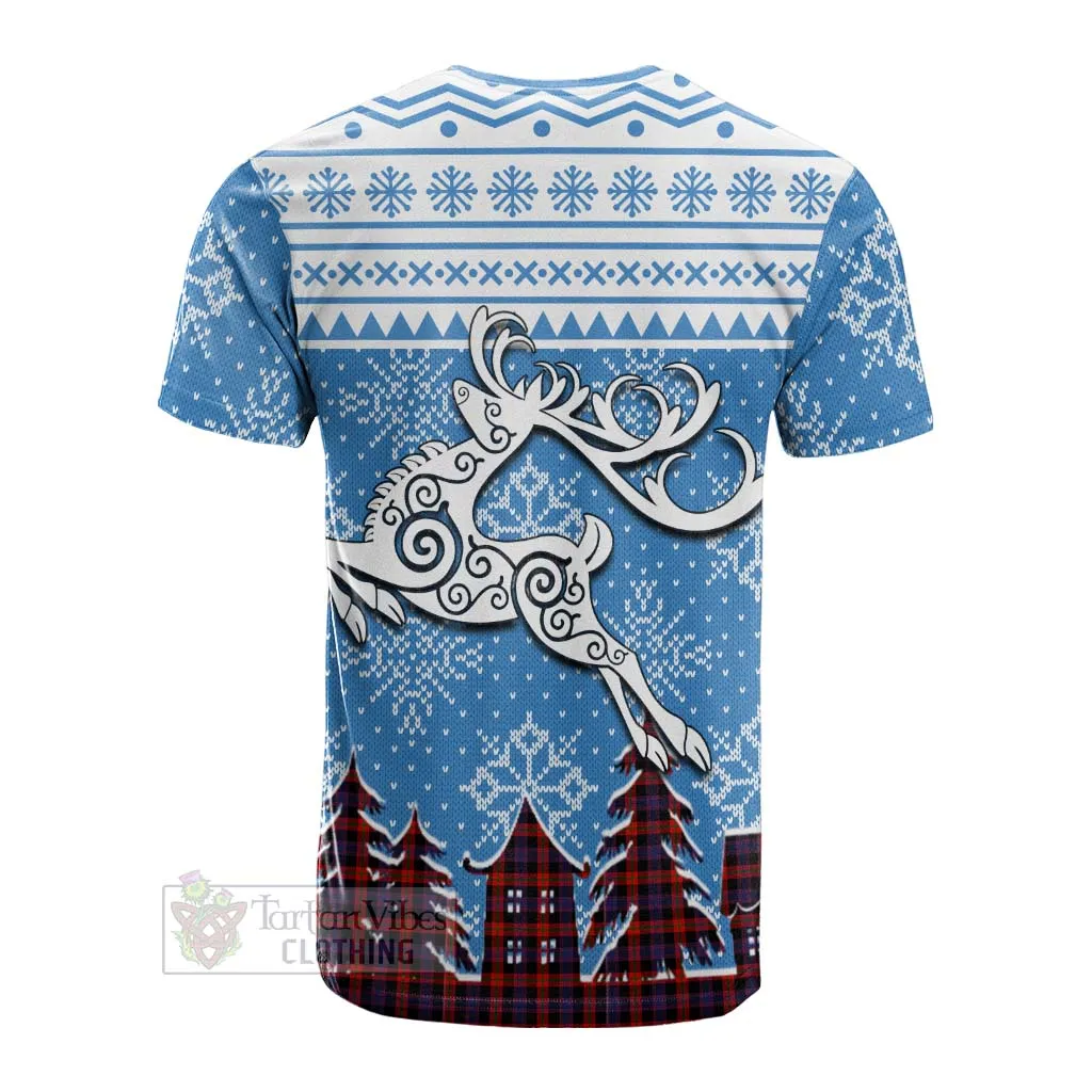 Brown (Broun) Clan Christmas Cotton T-shirt Celtic Reindeer Style