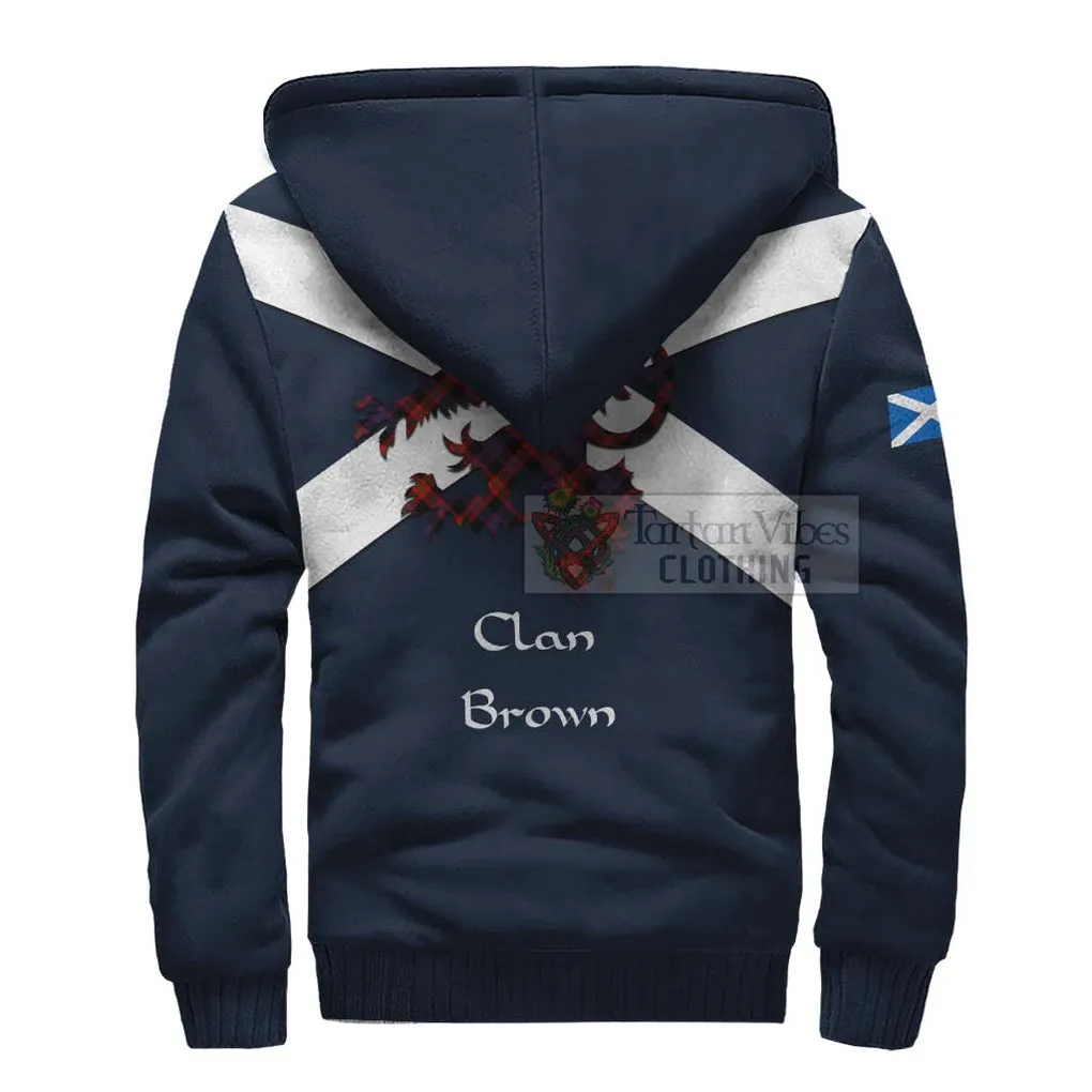 Brown (Broun) Tartan Lion Rampant Sherpa Hoodie  Proudly Display Your Heritage with Alba Gu Brath and Clan Name