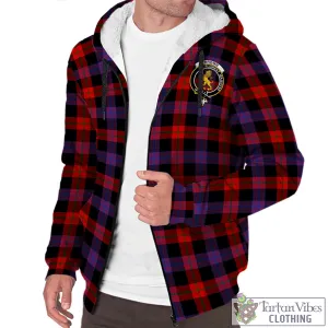 Brown (Broun) Tartan Sherpa Hoodie with Family Crest