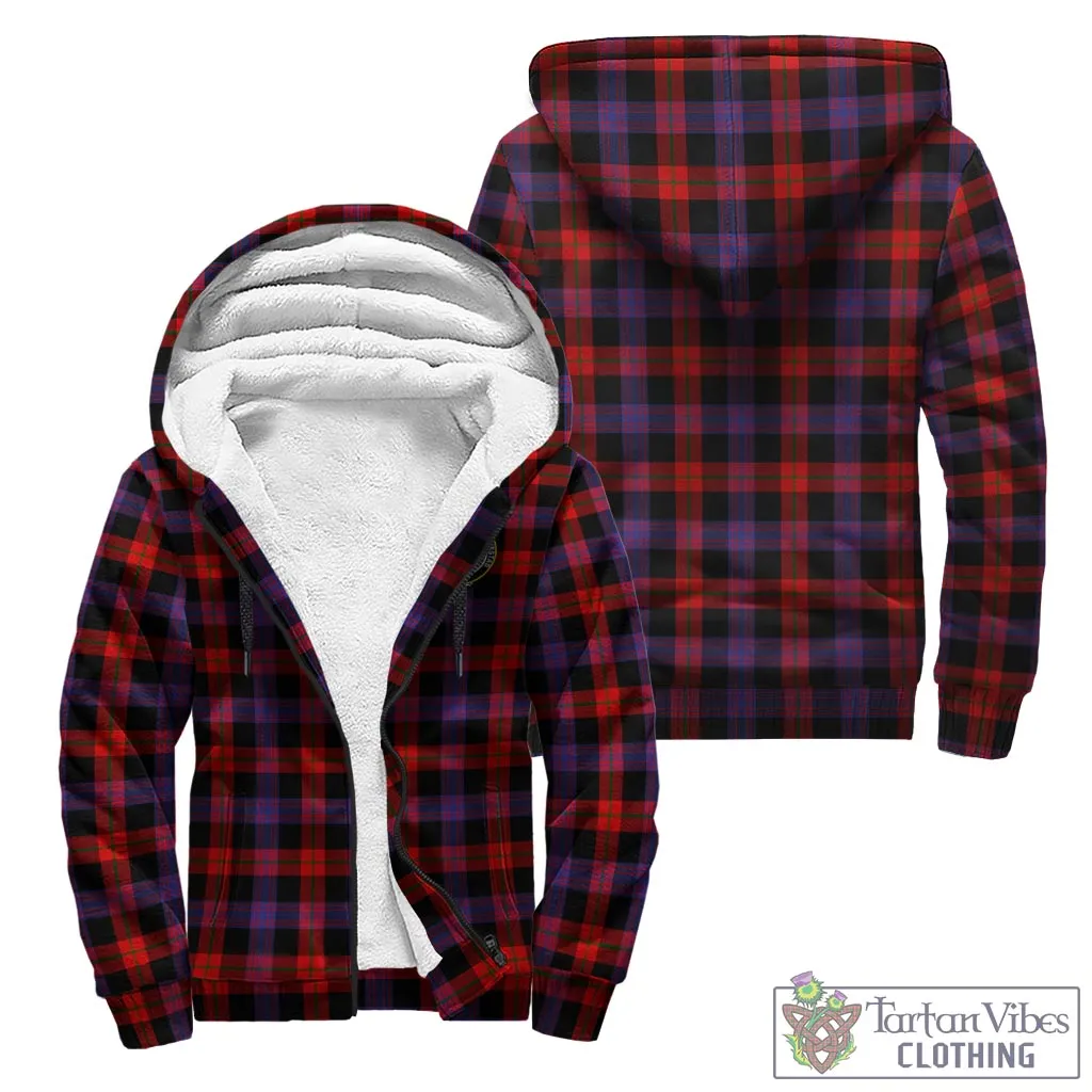 Brown (Broun) Tartan Sherpa Hoodie with Family Crest