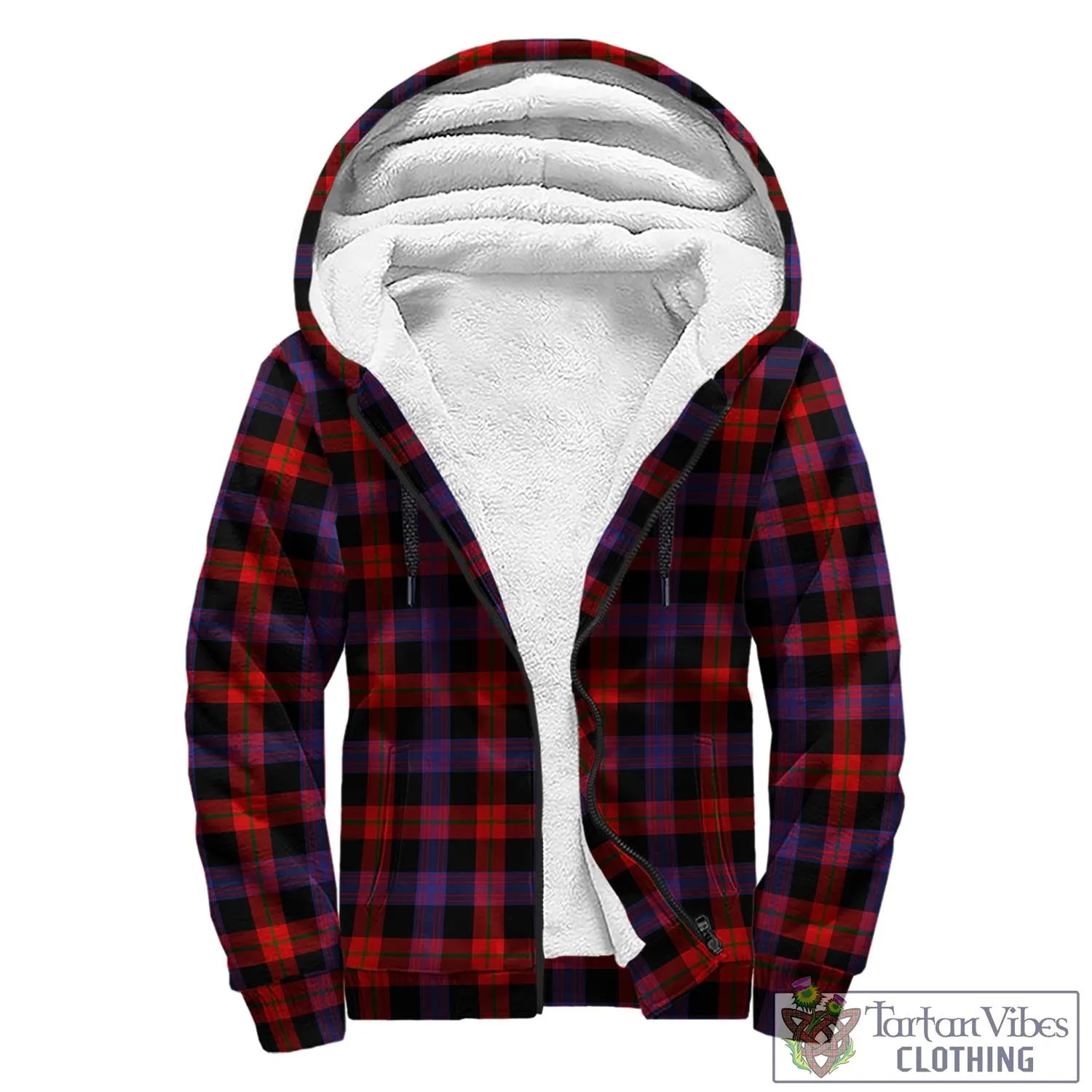 Brown (Broun) Tartan Sherpa Hoodie with Family Crest