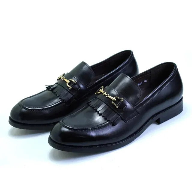 Buckle Appliques Genuine Leather Shoes