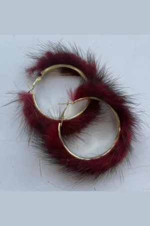 Burgundy Feather Hoops