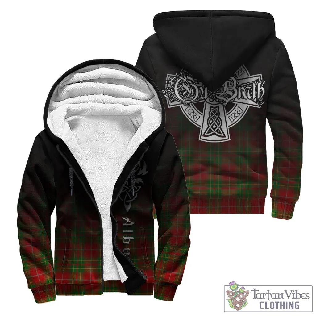 Burnett Tartan Sherpa Hoodie Featuring Alba Gu Brath Family Crest Celtic Inspired