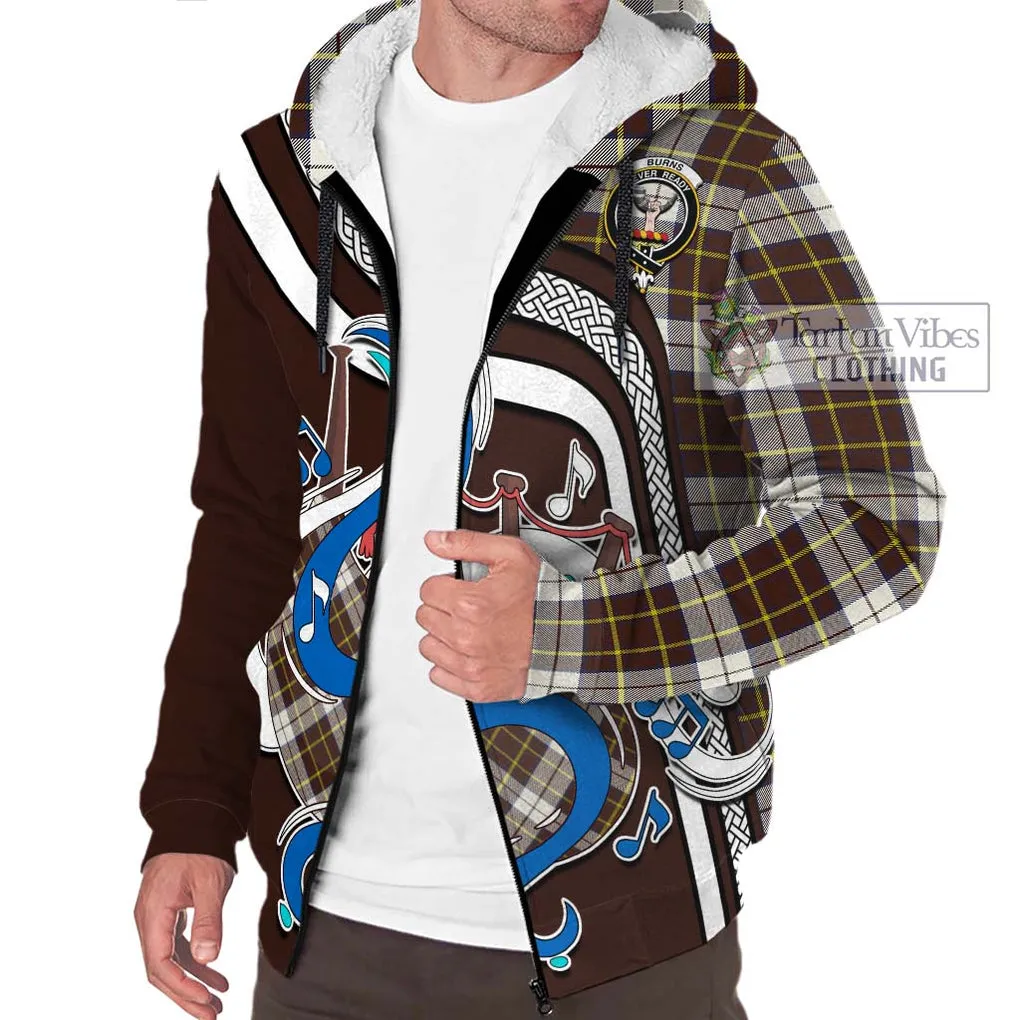 Burns Battalion Weathered Tartan Sherpa Hoodie with Epic Bagpipe Style