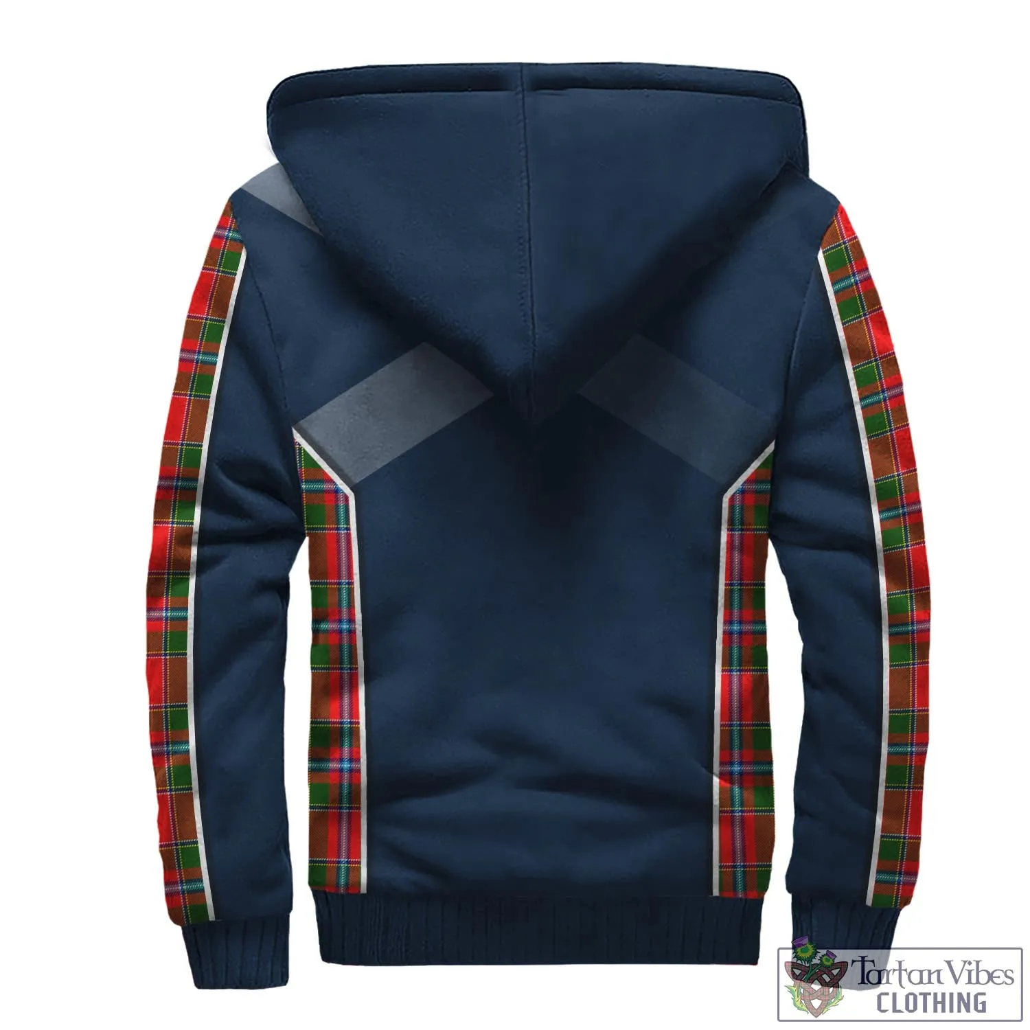 Butter Tartan Sherpa Hoodie with Family Crest and Lion Rampant Vibes Sport Style