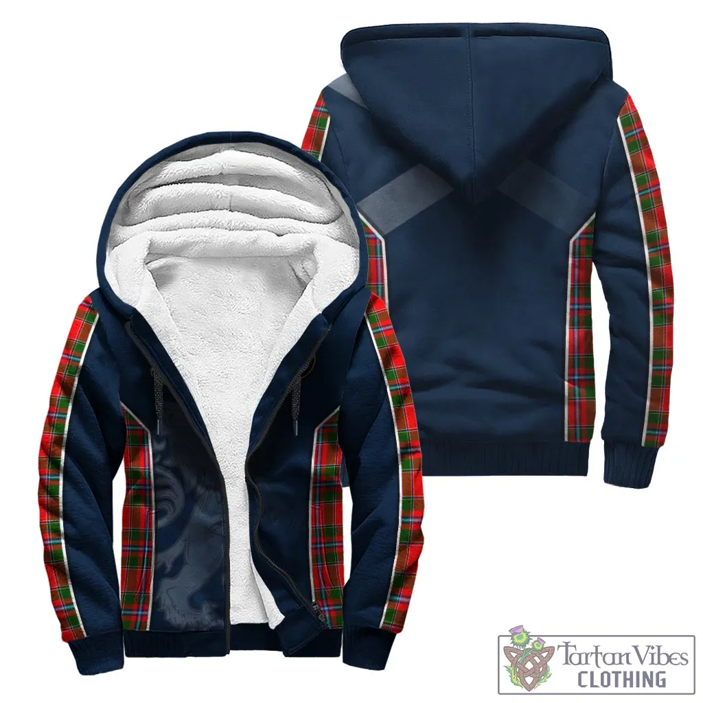 Butter Tartan Sherpa Hoodie with Family Crest and Lion Rampant Vibes Sport Style