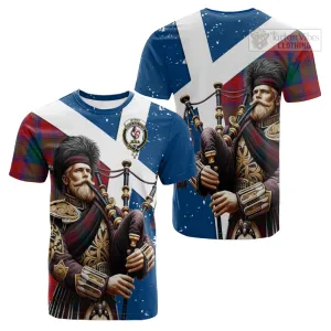 Byres (Byses) Tartan Cotton T-shirt with Family Crest Scottish Bagpiper Vibes