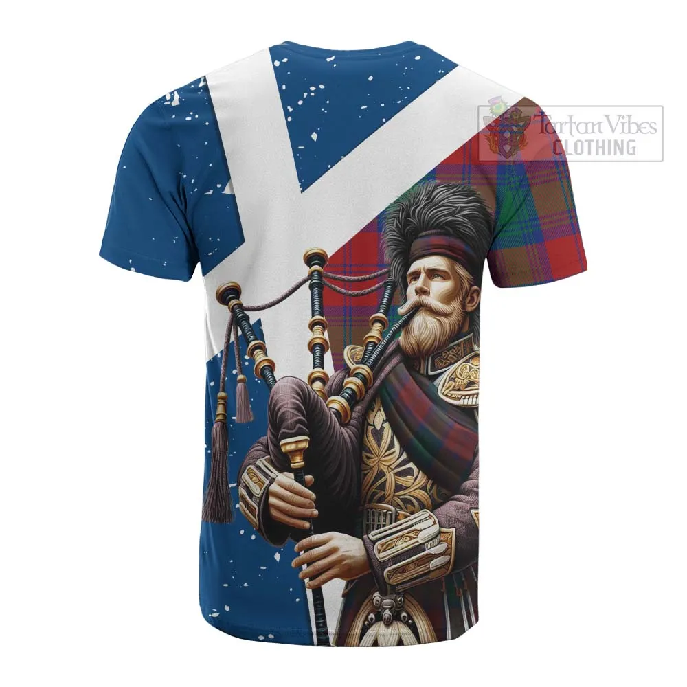 Byres (Byses) Tartan Cotton T-shirt with Family Crest Scottish Bagpiper Vibes