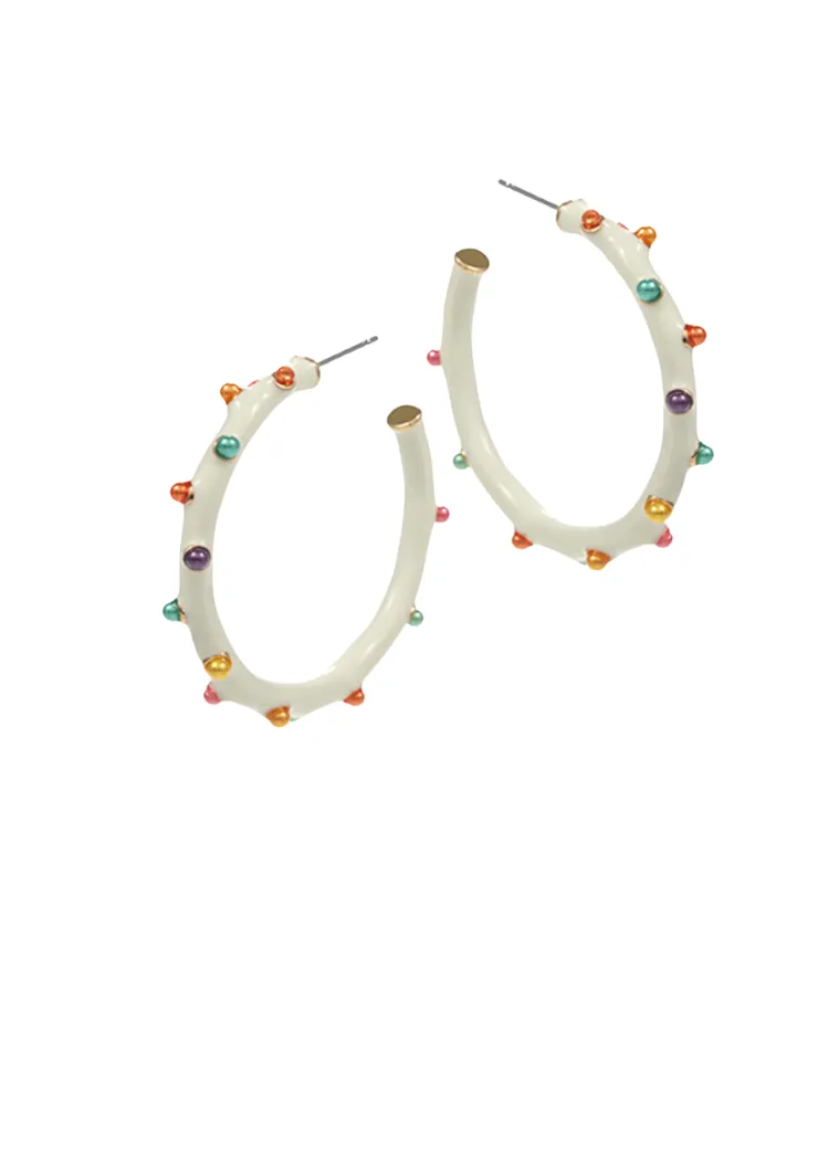 Chaffe Dotted Enamel Hoops-Ivory