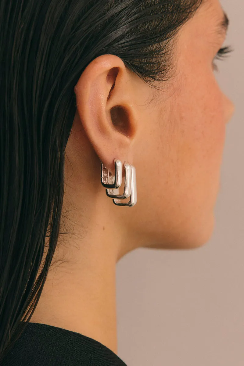 Classic Ovate Hoops Silver (17mm)