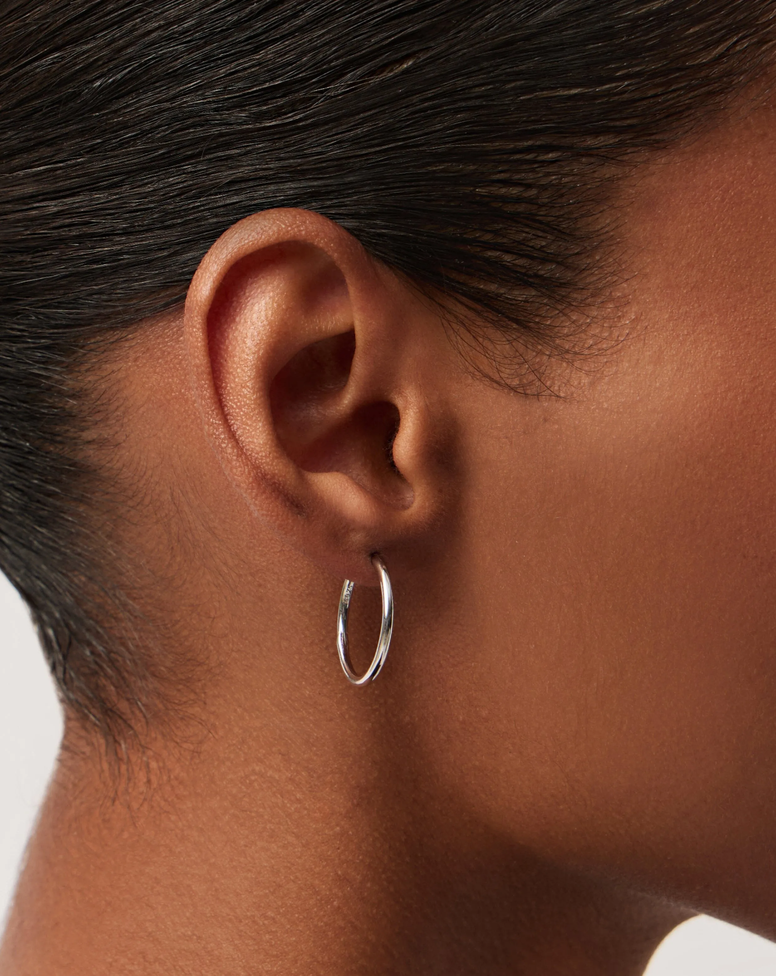 Classic Small Hoop Earrings  | Rhodium Plated on Recycled Sterling Silver