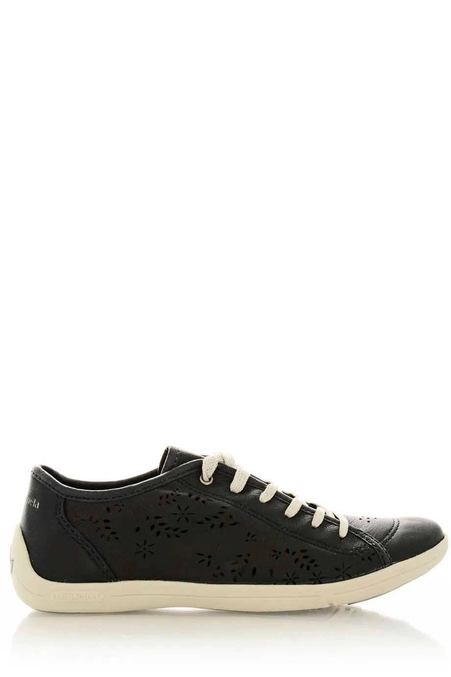 CRAVO & CANELA CINNA Black Cut-Out Leather Sneakers