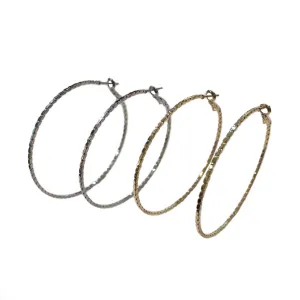 Crysta Thin Textured Hoops