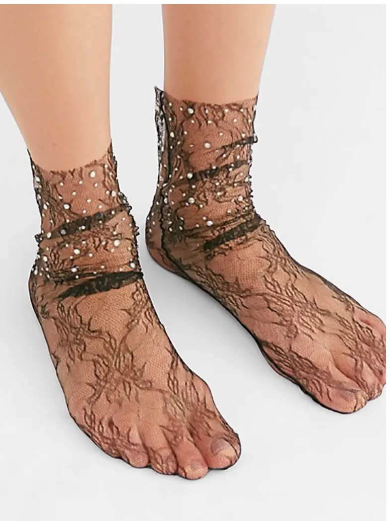 Crystal Lace Socks Black