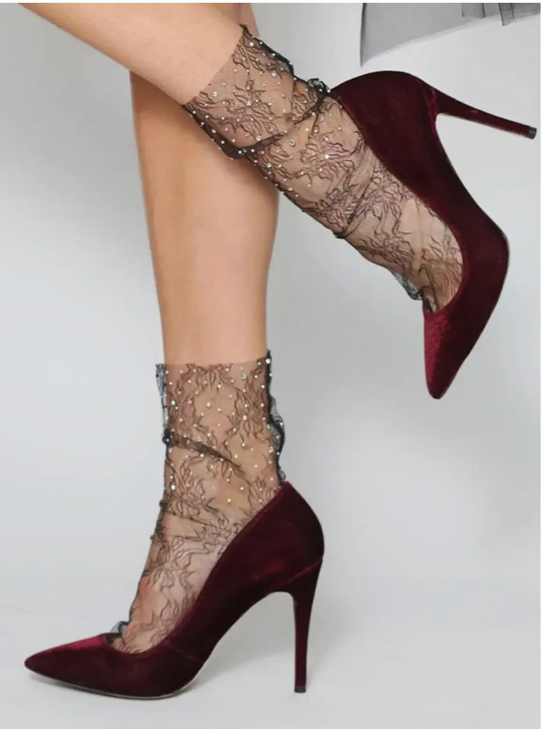 Crystal Lace Socks Black