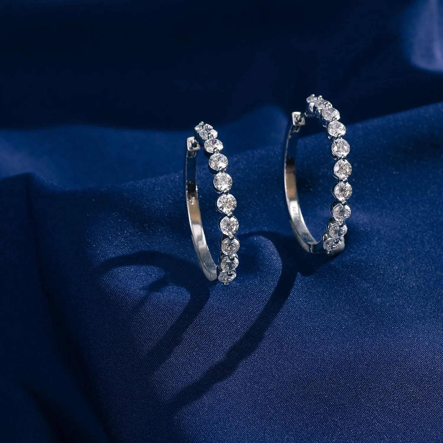 CZ Adorned silver Hoop Earrings