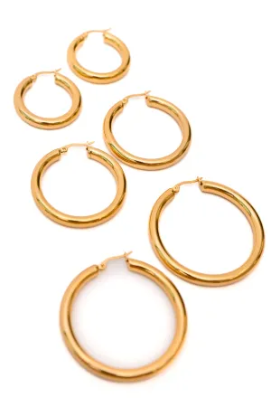 Day to Day Hoop Earrings Set in Gold