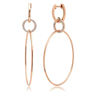 Diamond Link Triple Hoop Drop Earrings