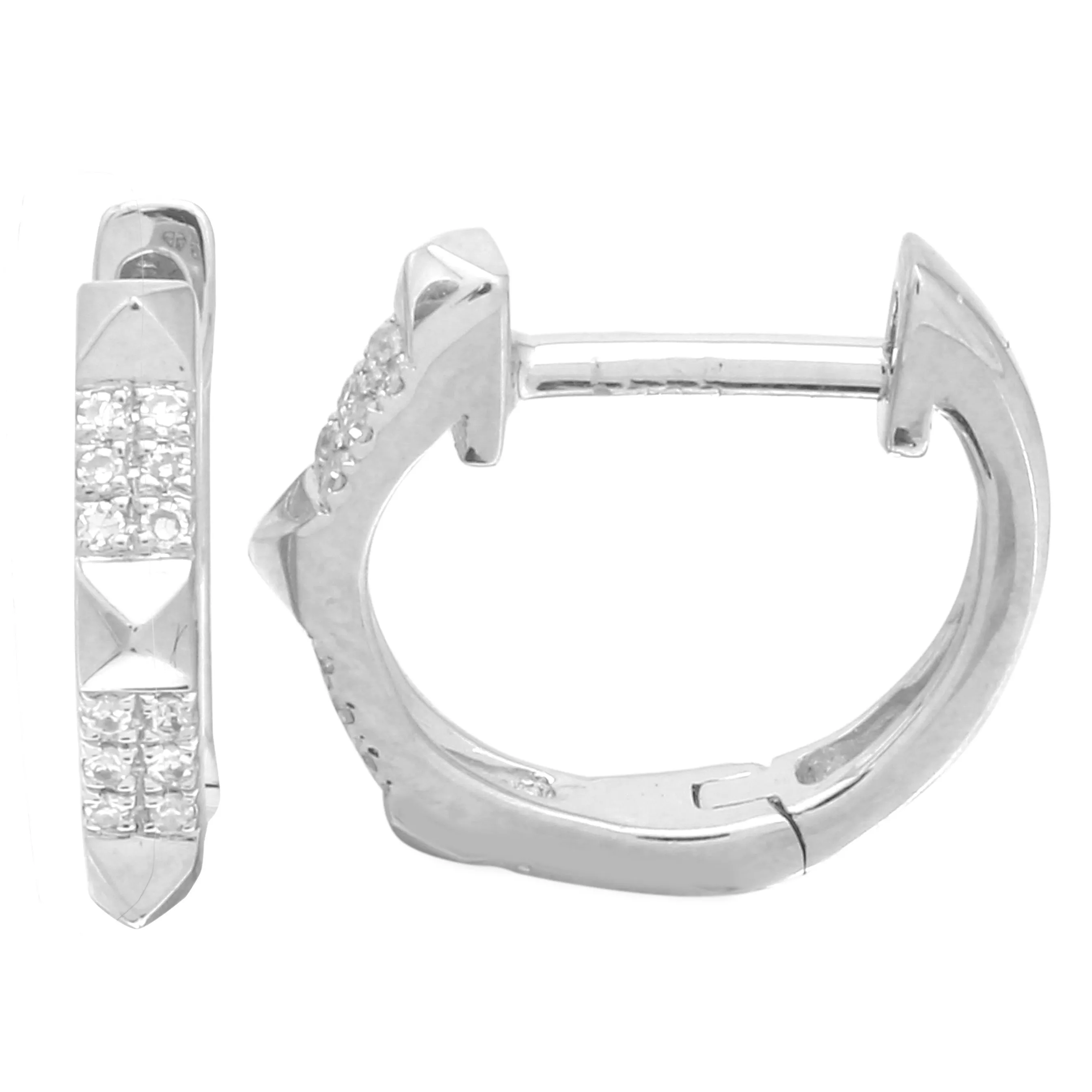 Diamond Pyramid Stud Huggie Hoops