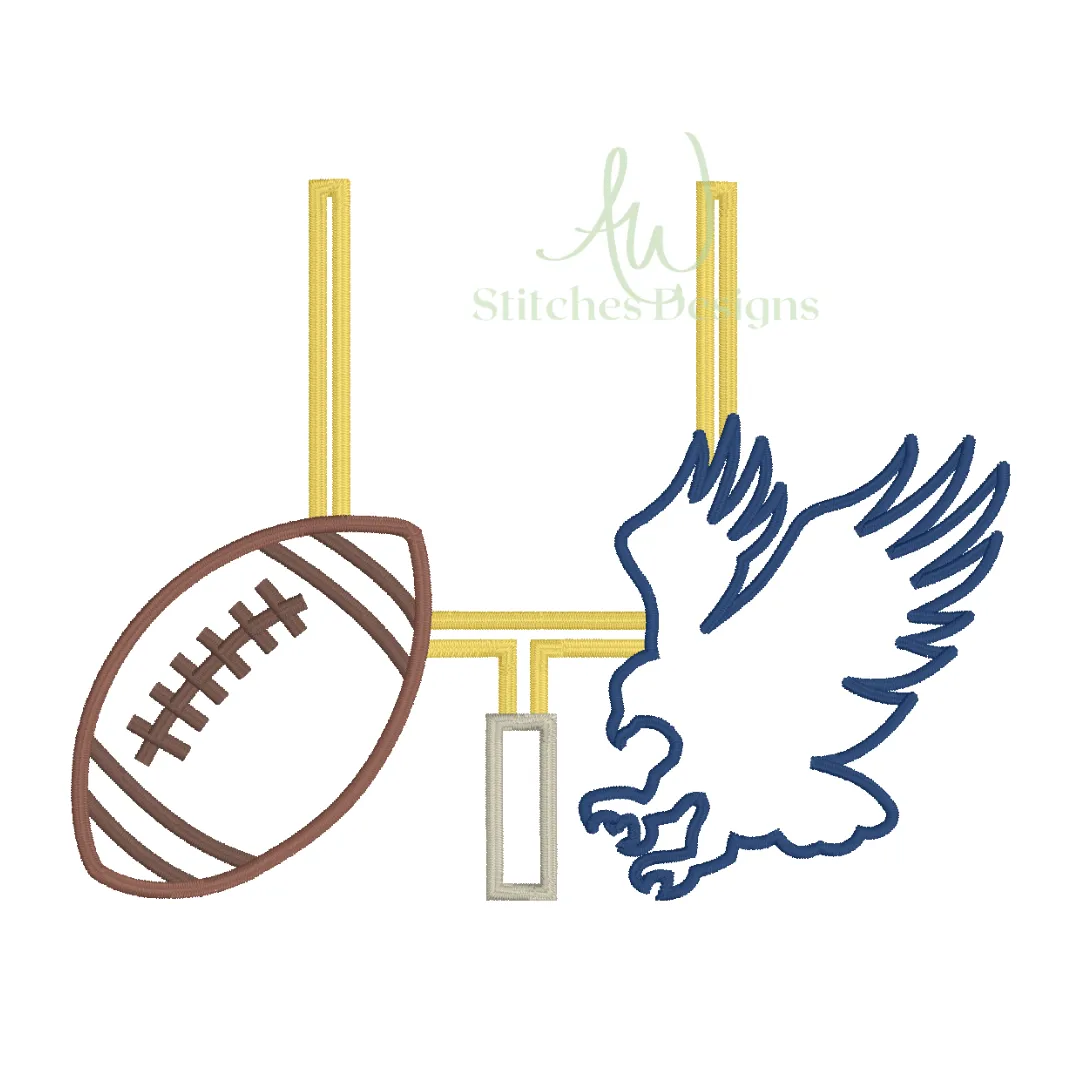 Eagle Football Game Day Football satin stitch machine embroidery design file