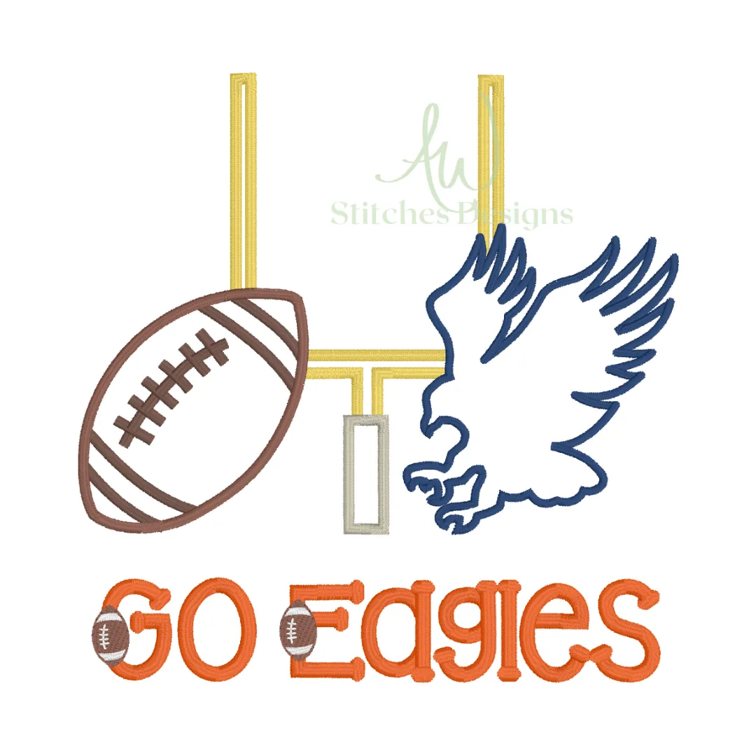 Eagle Football Game Day Football satin stitch machine embroidery design file