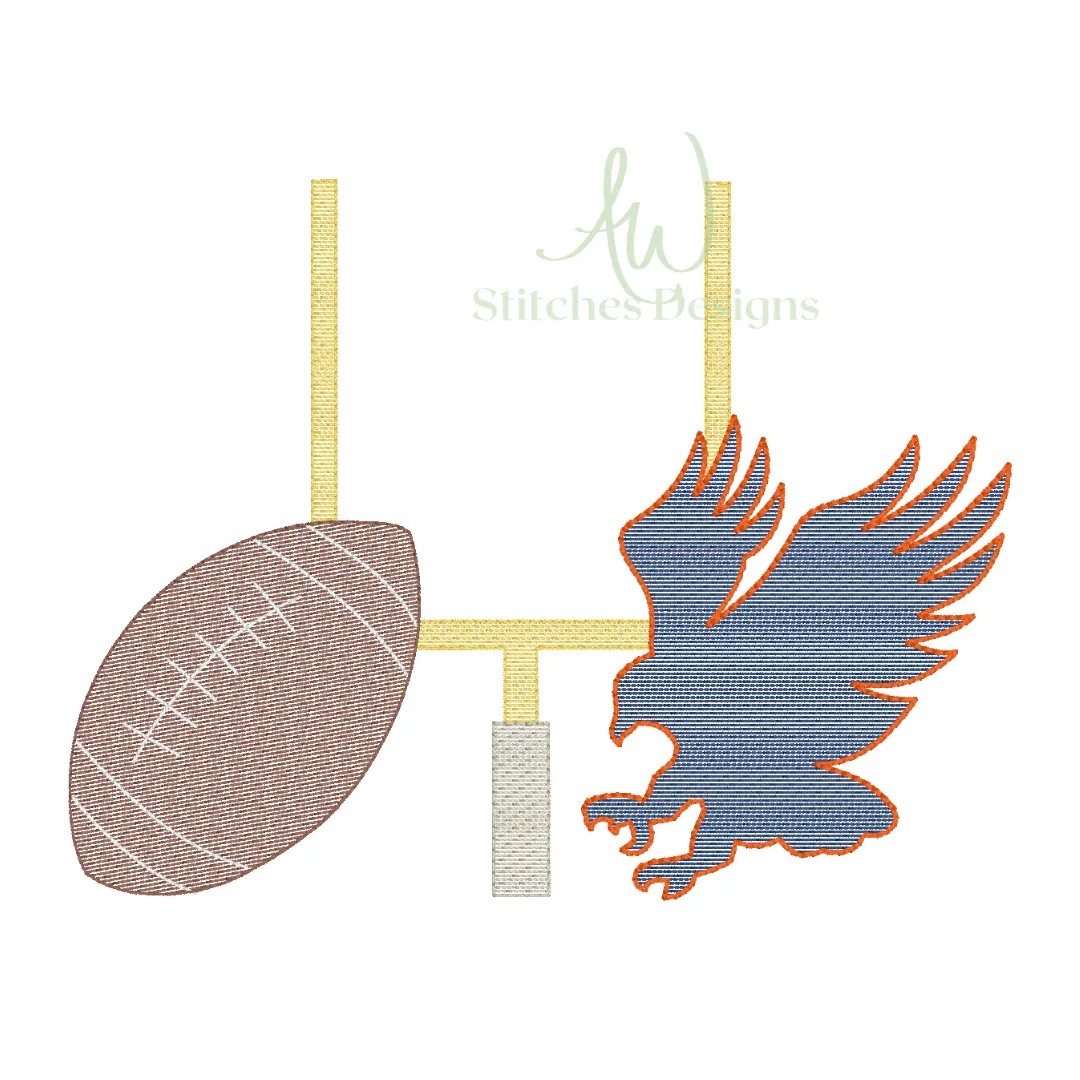 Eagle Football Game Day Football sketch light fill stitch machine embroidery design file