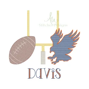 Eagle Football Game Day Football sketch light fill stitch machine embroidery design file