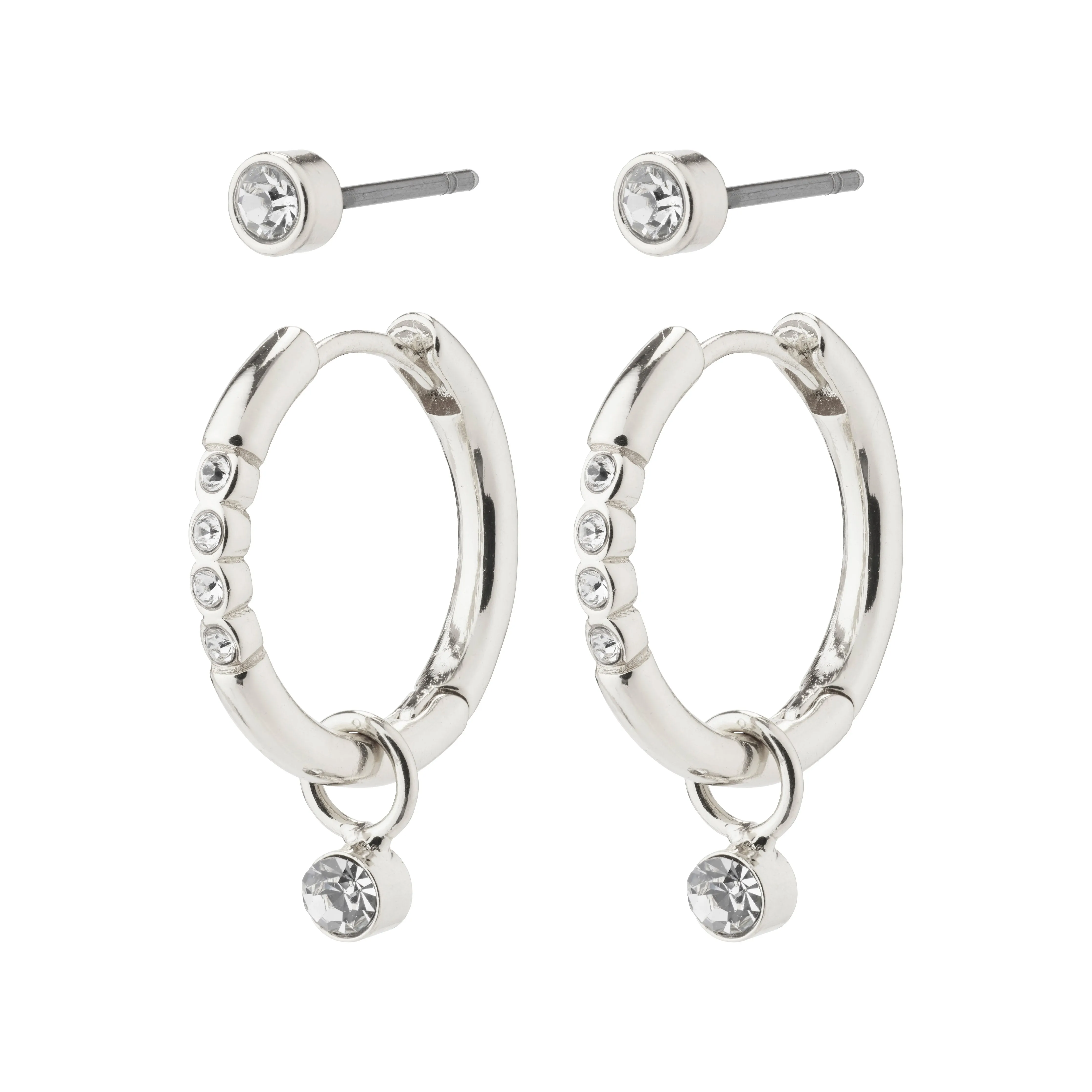 ELNA recycled crystal earrings 2-in-1 set silver-plated