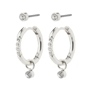 ELNA recycled crystal earrings 2-in-1 set silver-plated