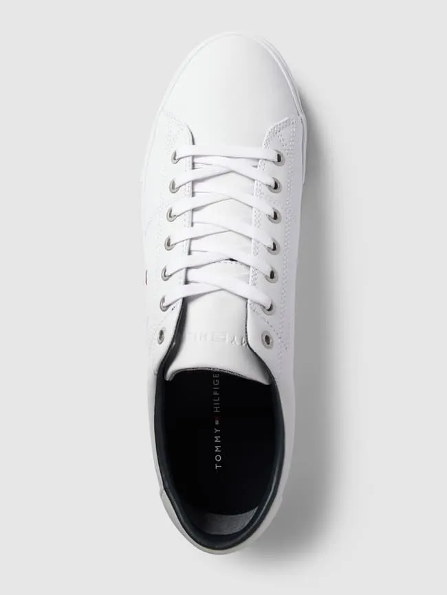 ESSENTIAL Tommy Hilfiger Leather Sneakers with Label, White