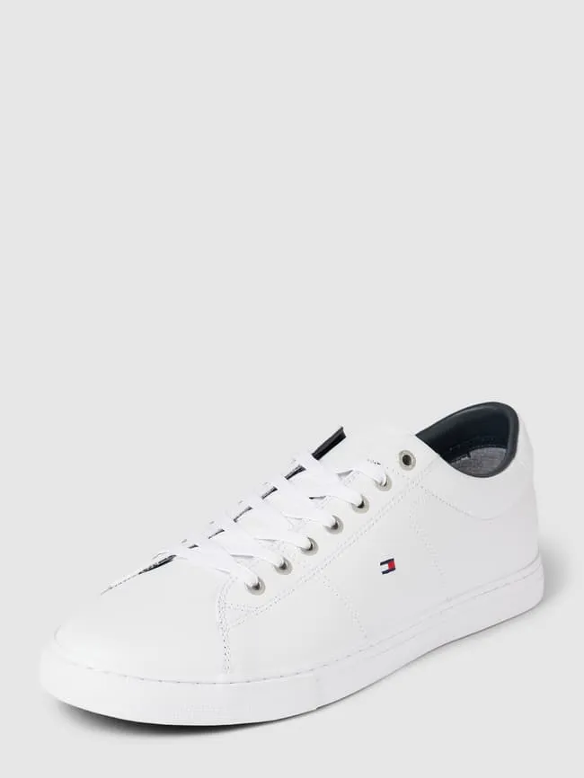 ESSENTIAL Tommy Hilfiger Leather Sneakers with Label, White