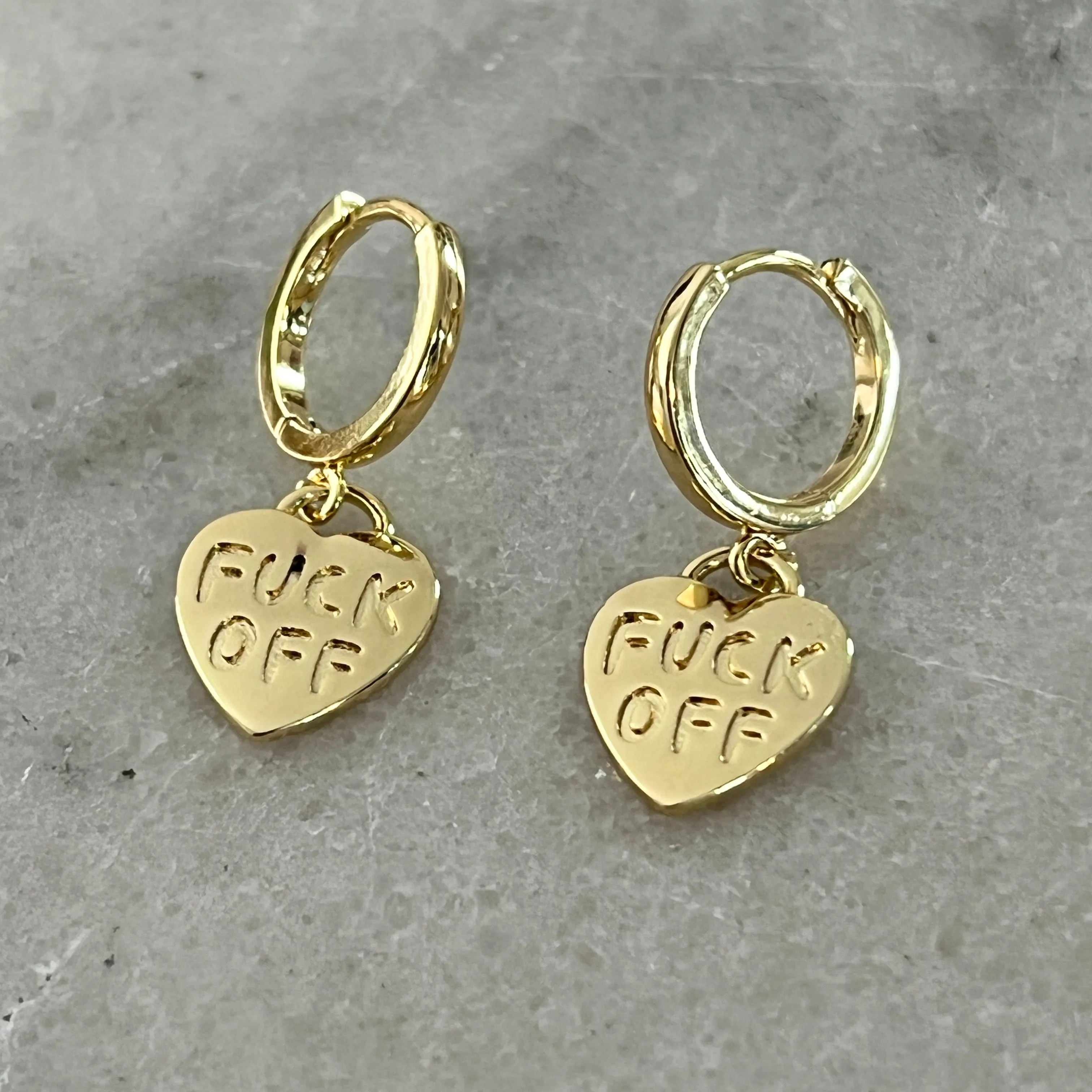 F*ck Off Huggie Earrings - Gold Plated