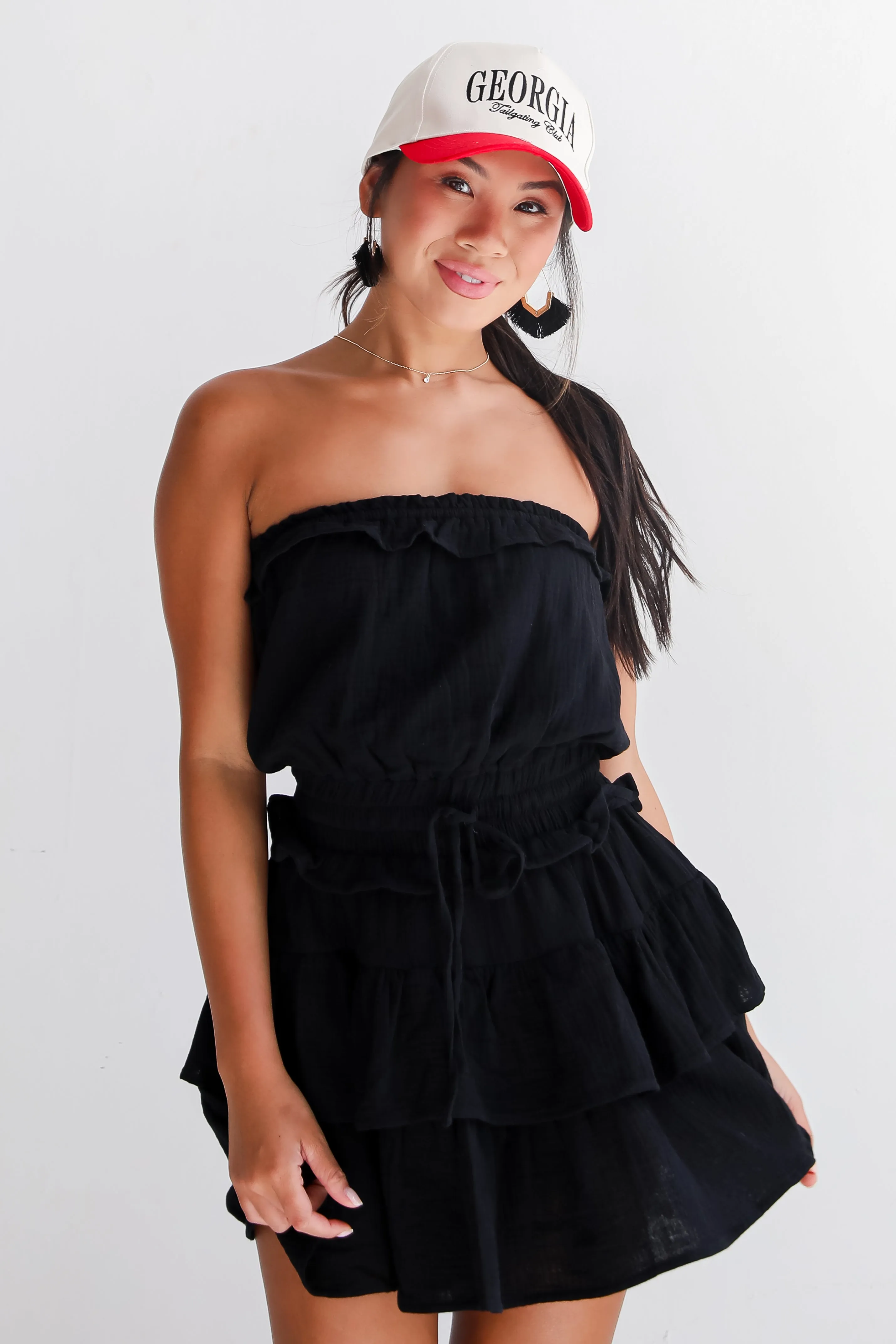 FINAL SALE - On The Sidelines Linen Strapless Mini Dress