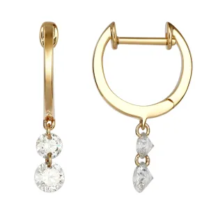 Floating Drilled Diamond Dangle Hoops