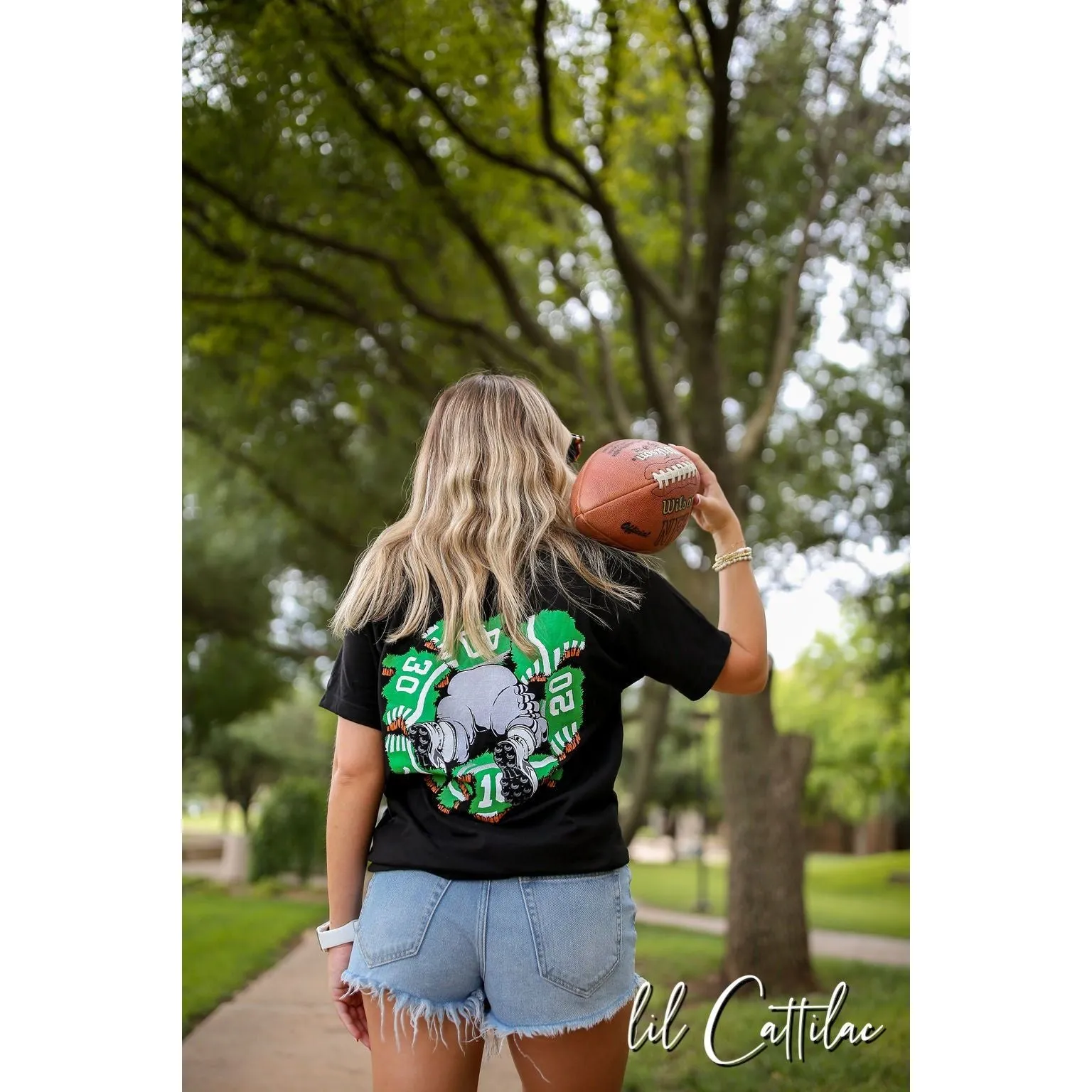 Football Player Busting Through - Football Tee