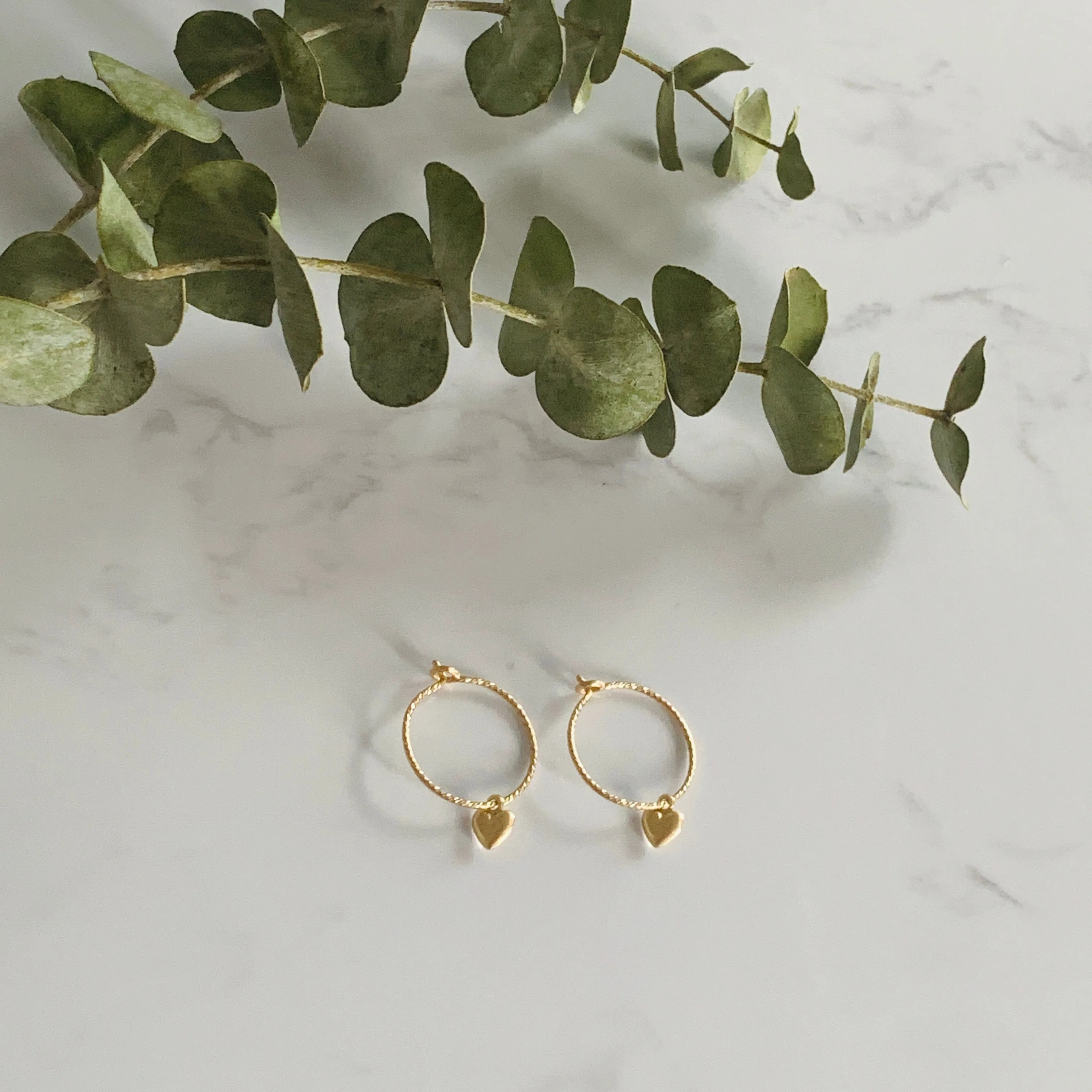 Gold Heart Hoops