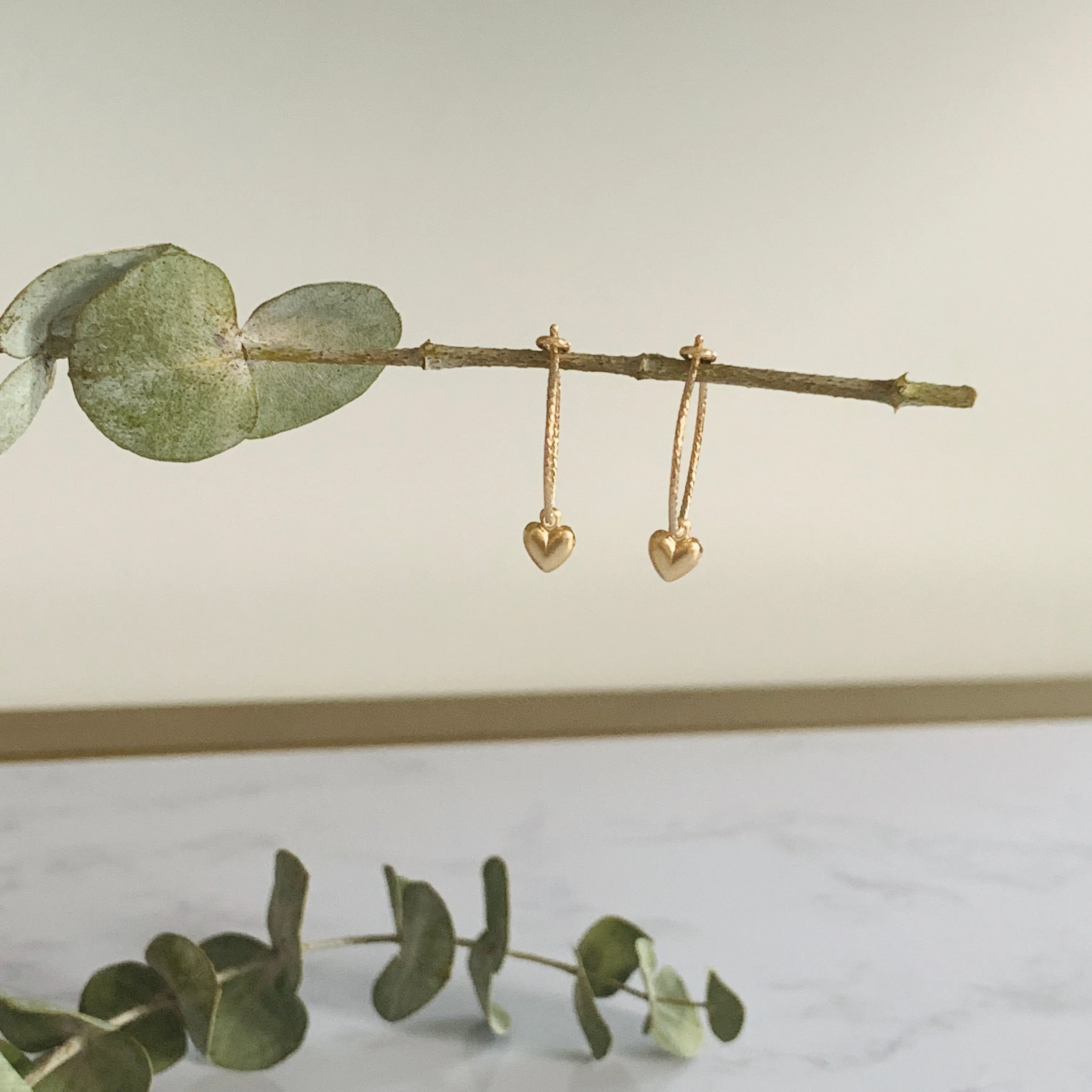 Gold Heart Hoops