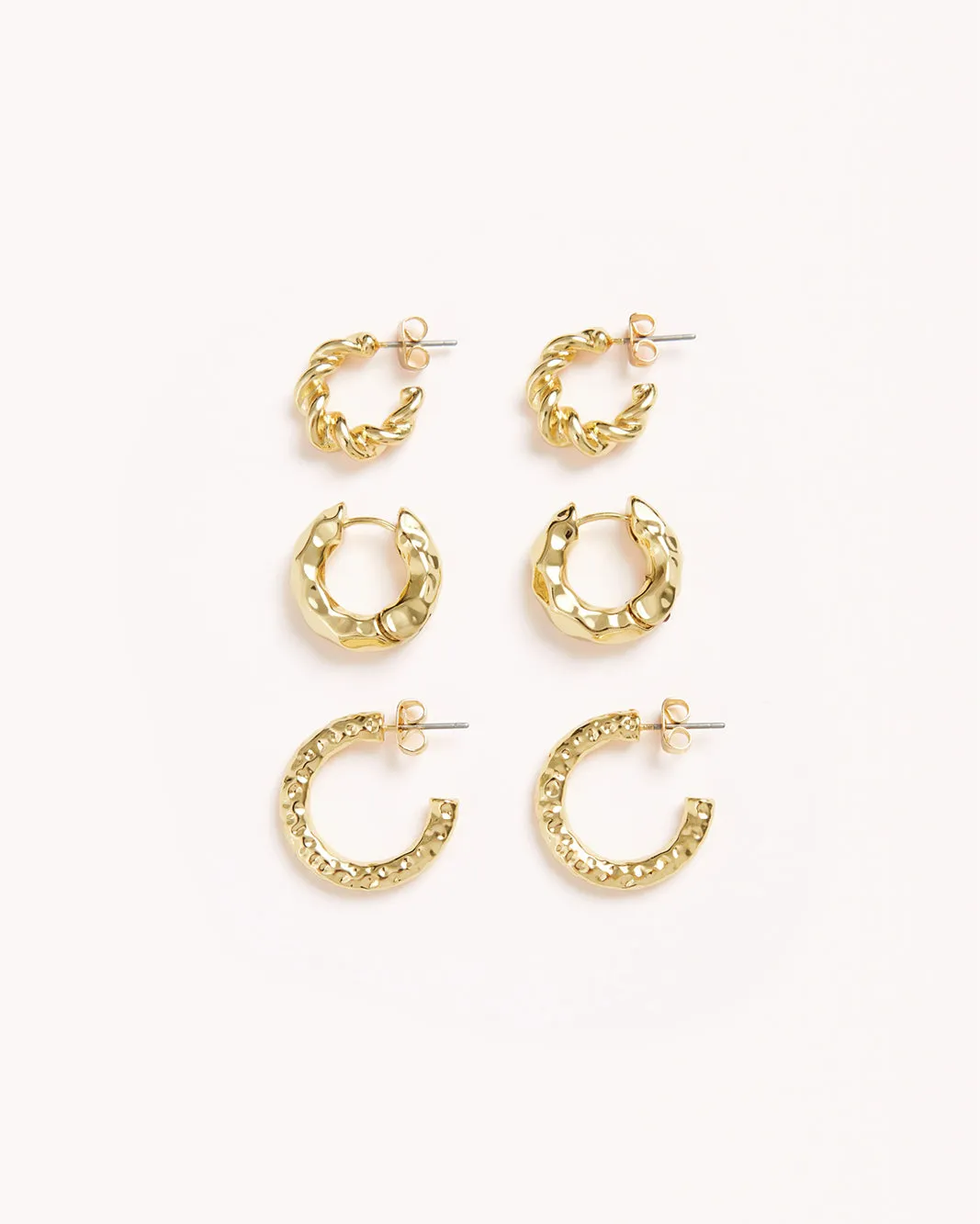 HAISLEY EARRINGS 3 PACK - GOLD PLATED 18K