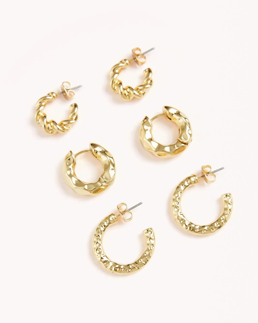 HAISLEY EARRINGS 3 PACK - GOLD PLATED 18K