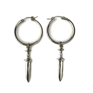 Hellhound Dagger Charm Hoops