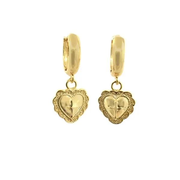 Hoops: Cross in Heart Charm Earrings (EGH64CRS)