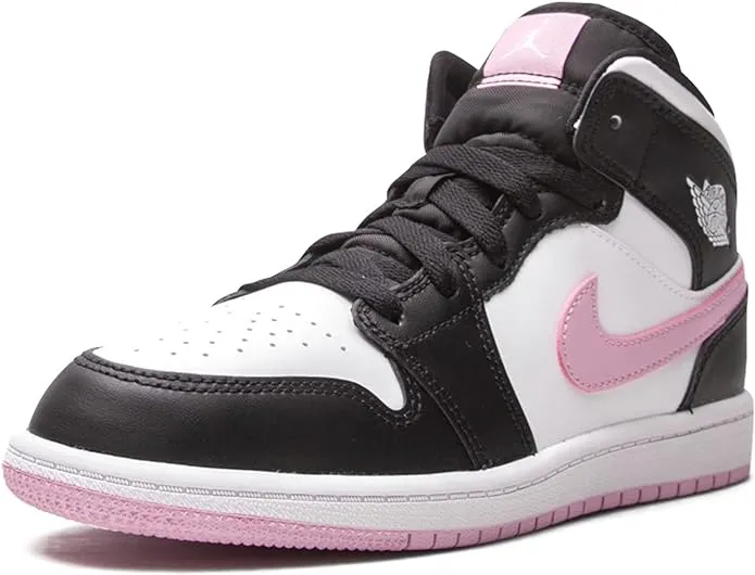 JORDAN 1 MID WHITE BLACK LIGHT ARCTIC PINK (PS)