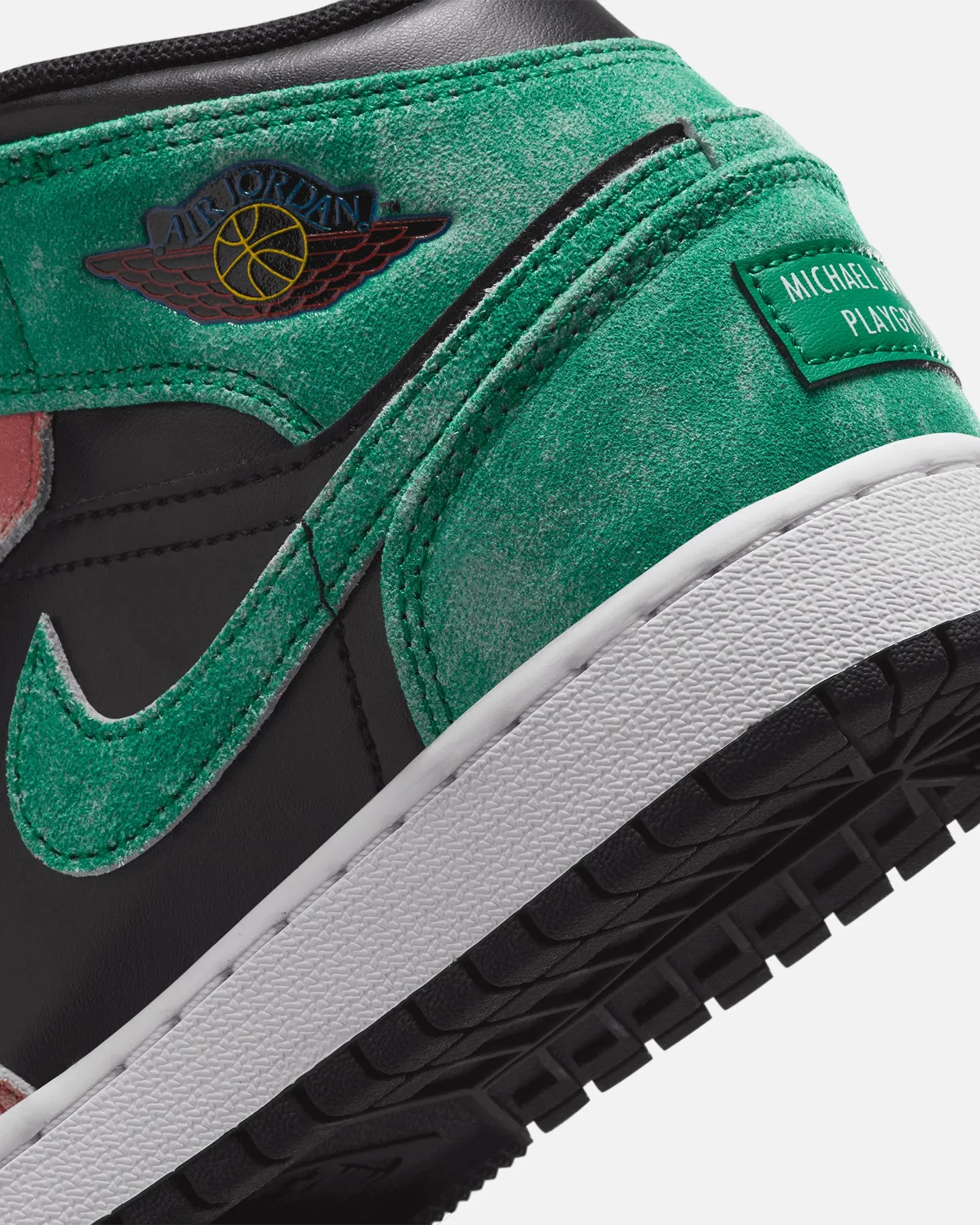 Jordan Kids' Air Jordan 1 Mid SE (GS) Black/Pine Green