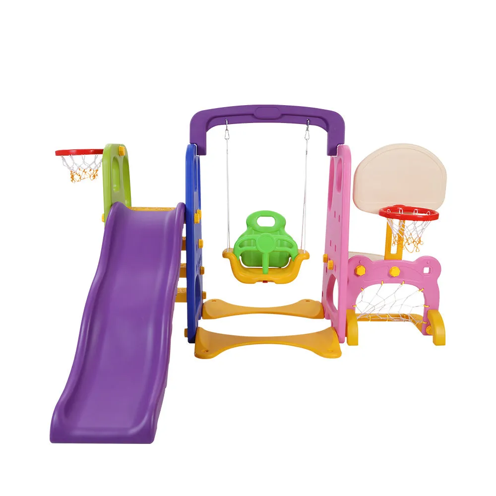 Keezi Kids 7-in-1 Slide Swing with Basketball Hoop Toddler Outdoor Indoor Play