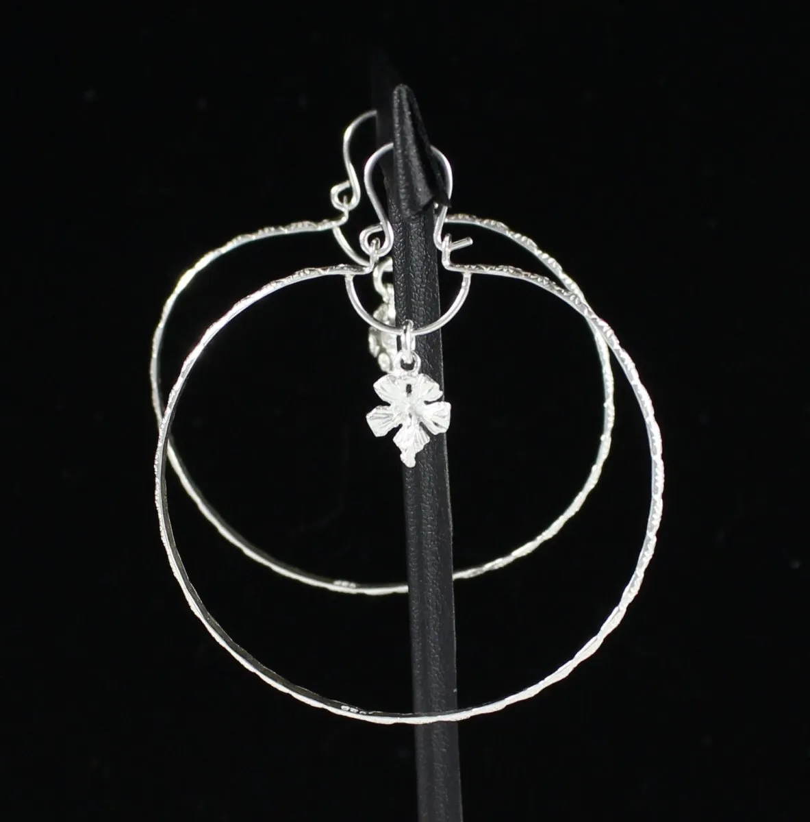 Large Hoop Earring with Small Hibiscus Charm