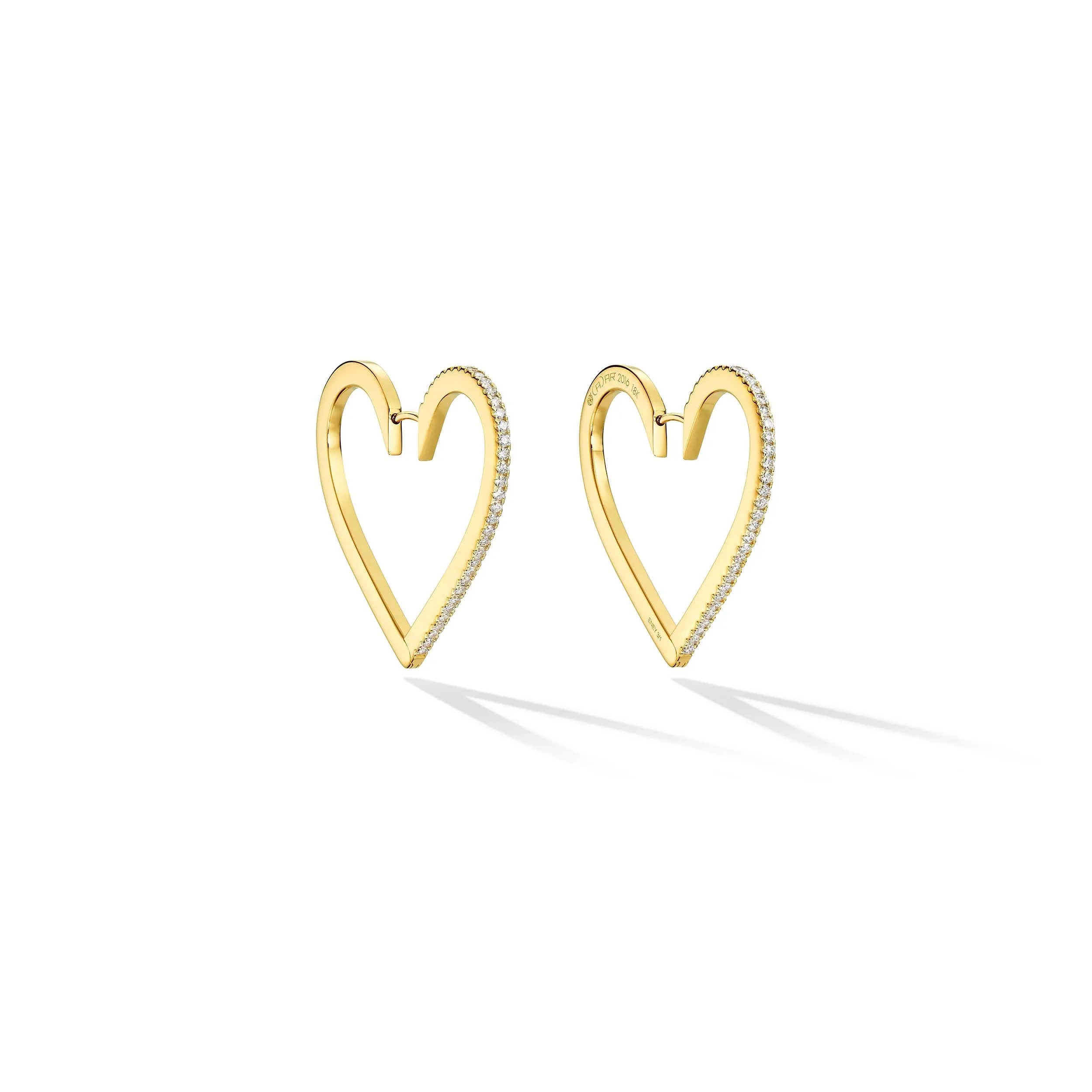 Large Yellow Gold Endless Hoop Earrings with White Diamonds