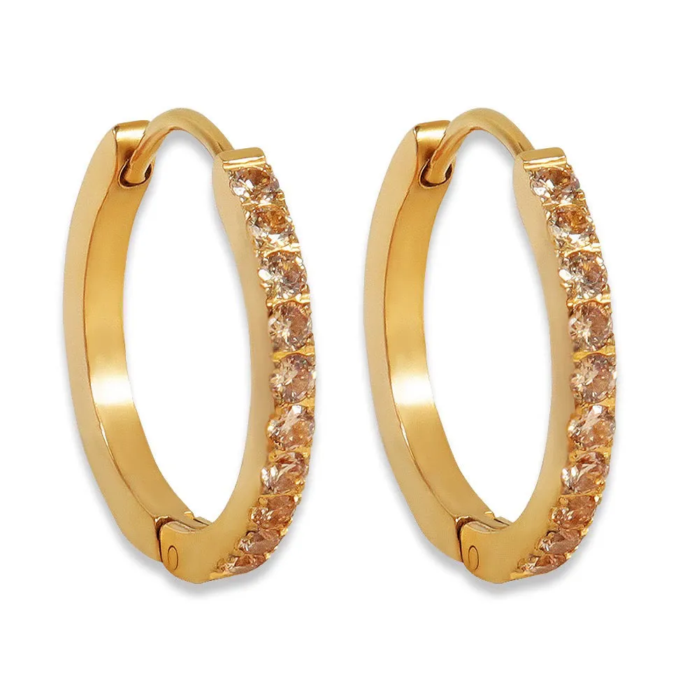 Light Champagne Diamond Original Hoops