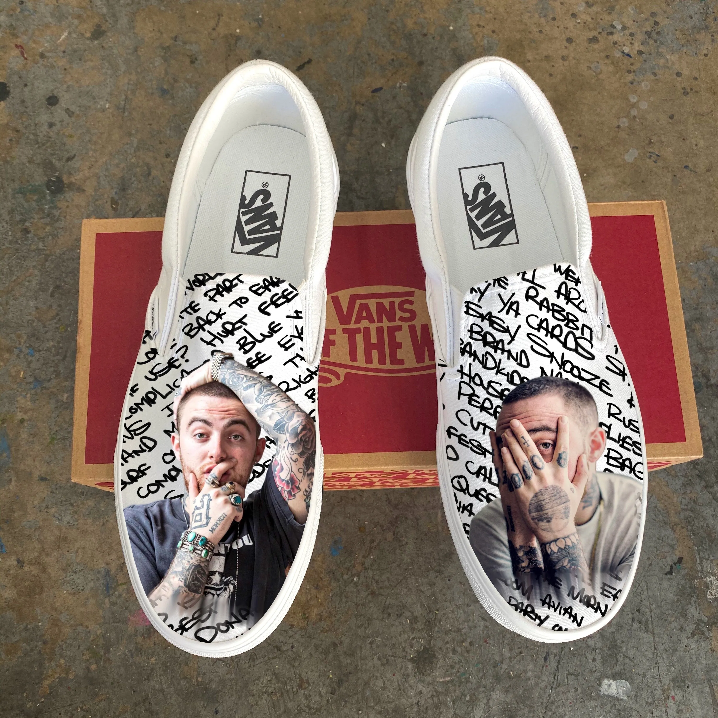 Mac Miller Custom Sneakers - Slip Ons White